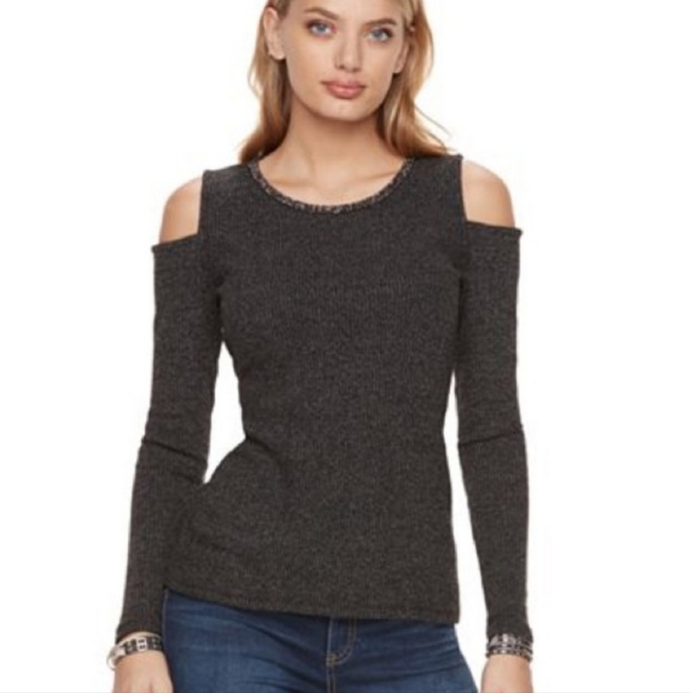 Juicy Couture Jewel Ribbed Cold Shoulder Sweatersize Small.
